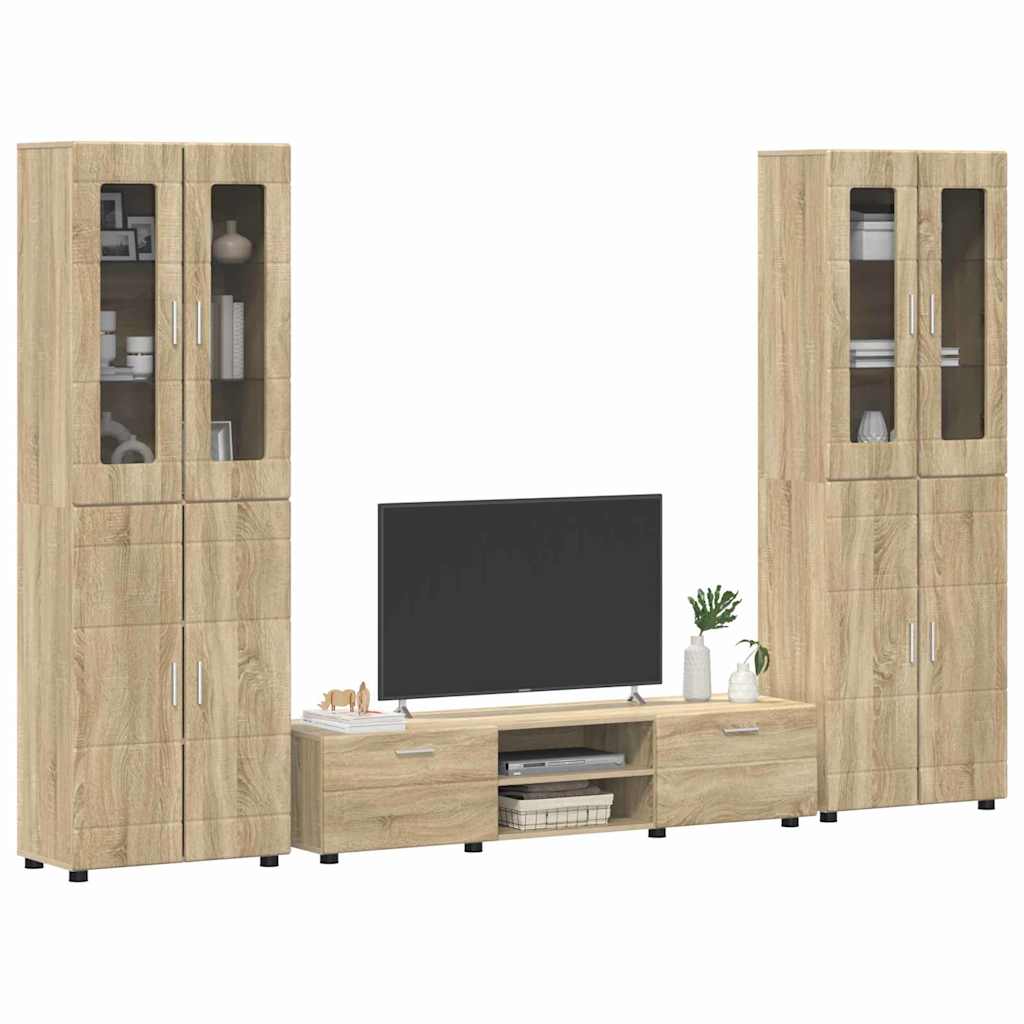 TV szekrény garnitúra FLORIN 3 pcs Sonoma tölgy Szerelt Fa