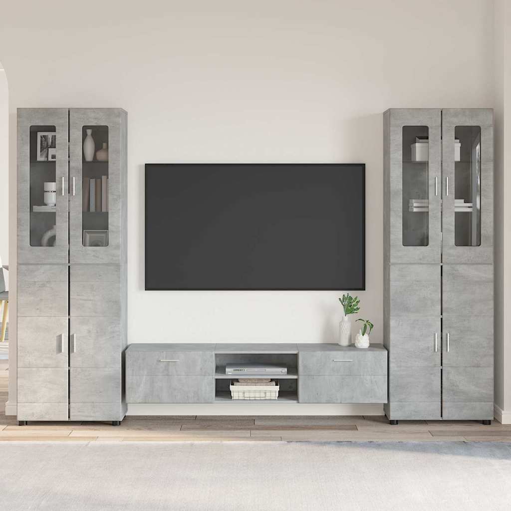 TV szekrény garnitúra fiókkal FLORIN 3 pcs Beton Szürke Faanyag