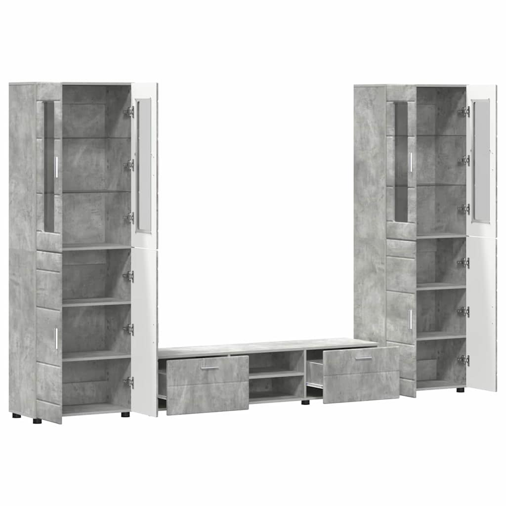 TV szekrény garnitúra fiókkal FLORIN 3 pcs Beton Szürke Faanyag
