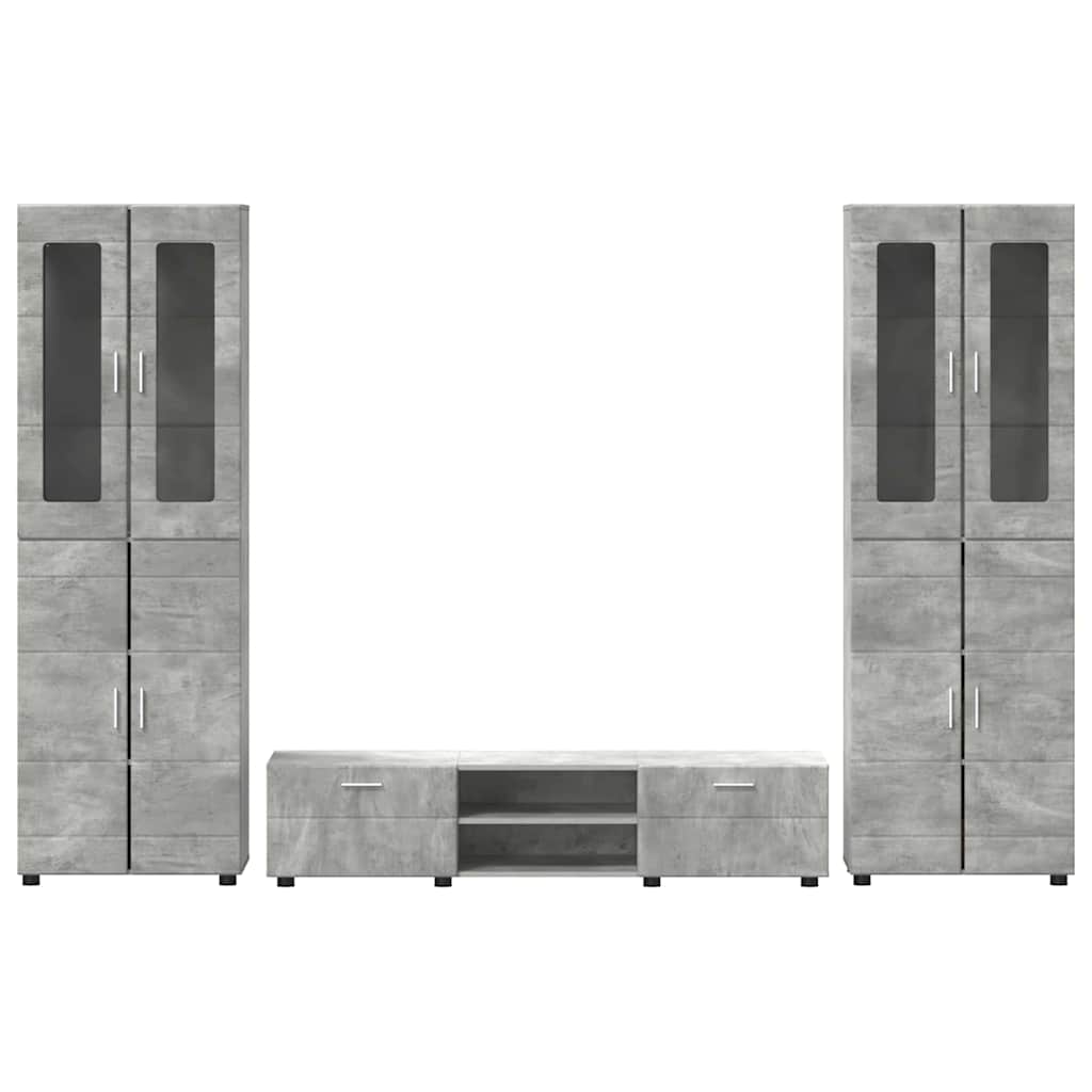 TV szekrény garnitúra fiókkal FLORIN 3 pcs Beton Szürke Faanyag