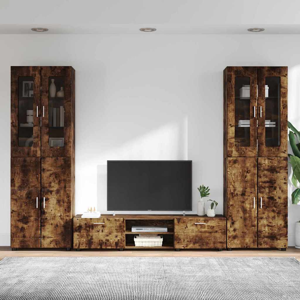 TV szekrény garnitúra FLORIN 3 pcs Füstölt tölgy Szerelt Fa