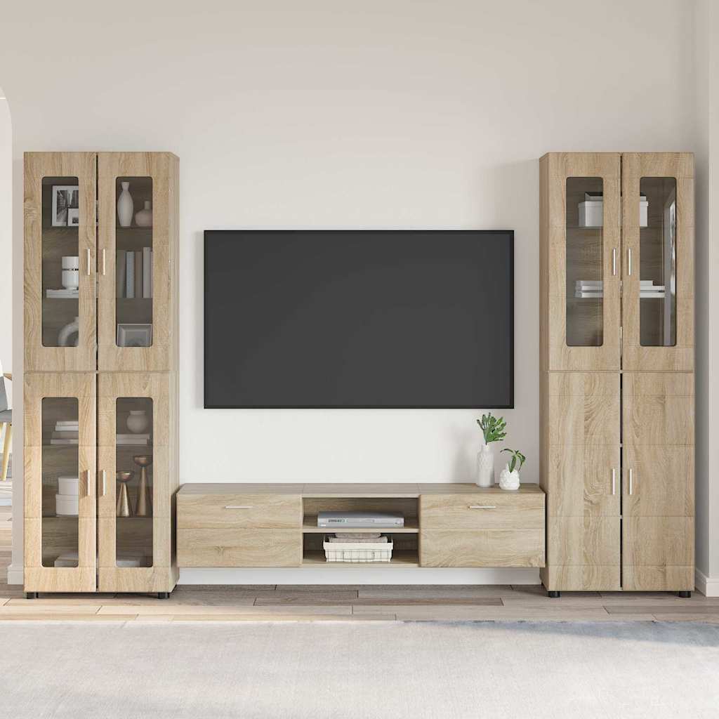 TV szekrény garnitúra fiókkal FLORIN 3 pcs Sonoma tölgy Faanyag