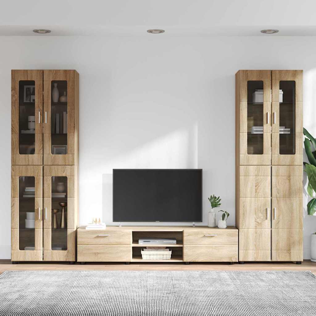 TV szekrény garnitúra fiókkal FLORIN 3 pcs Sonoma tölgy Faanyag