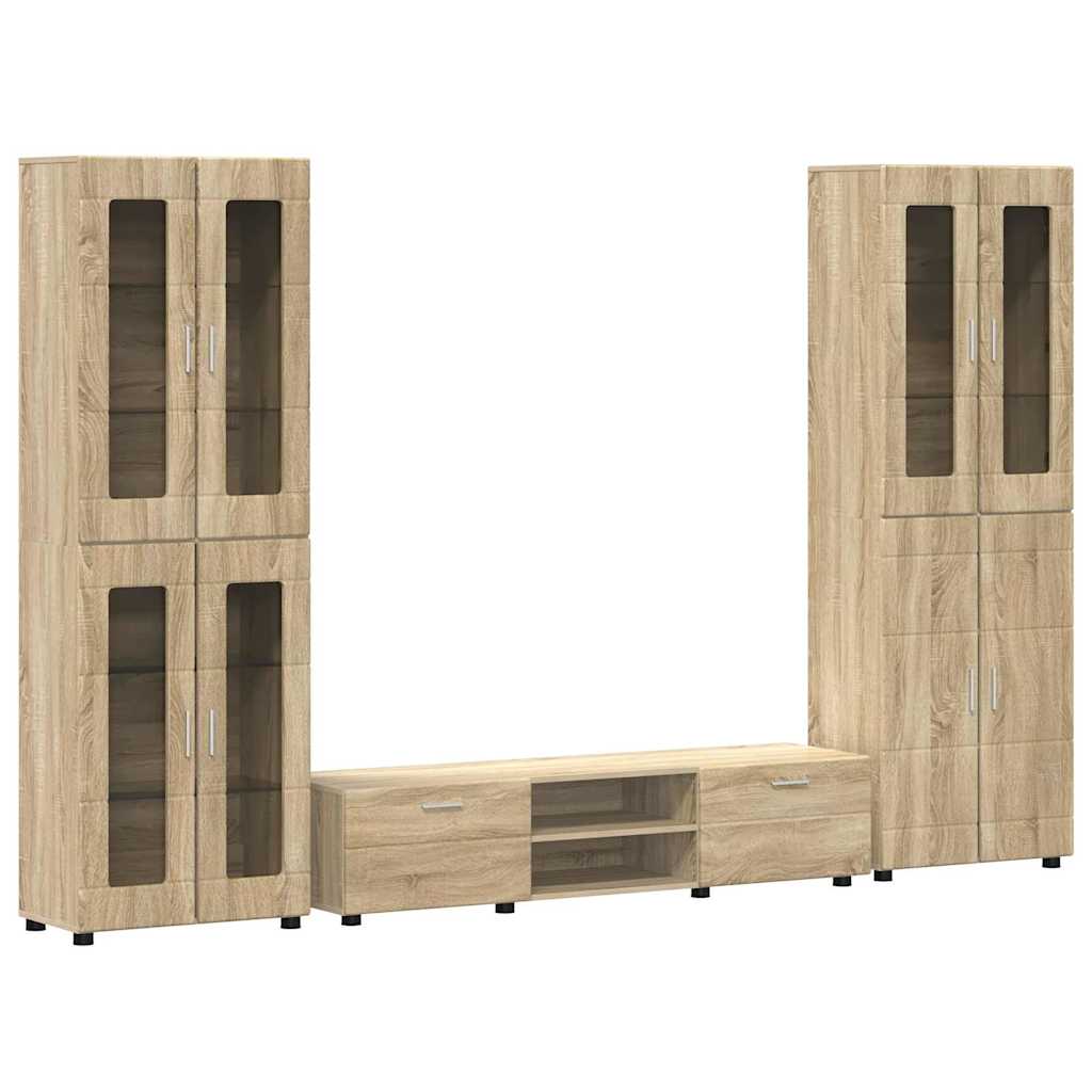 TV szekrény garnitúra fiókkal FLORIN 3 pcs Sonoma tölgy Faanyag