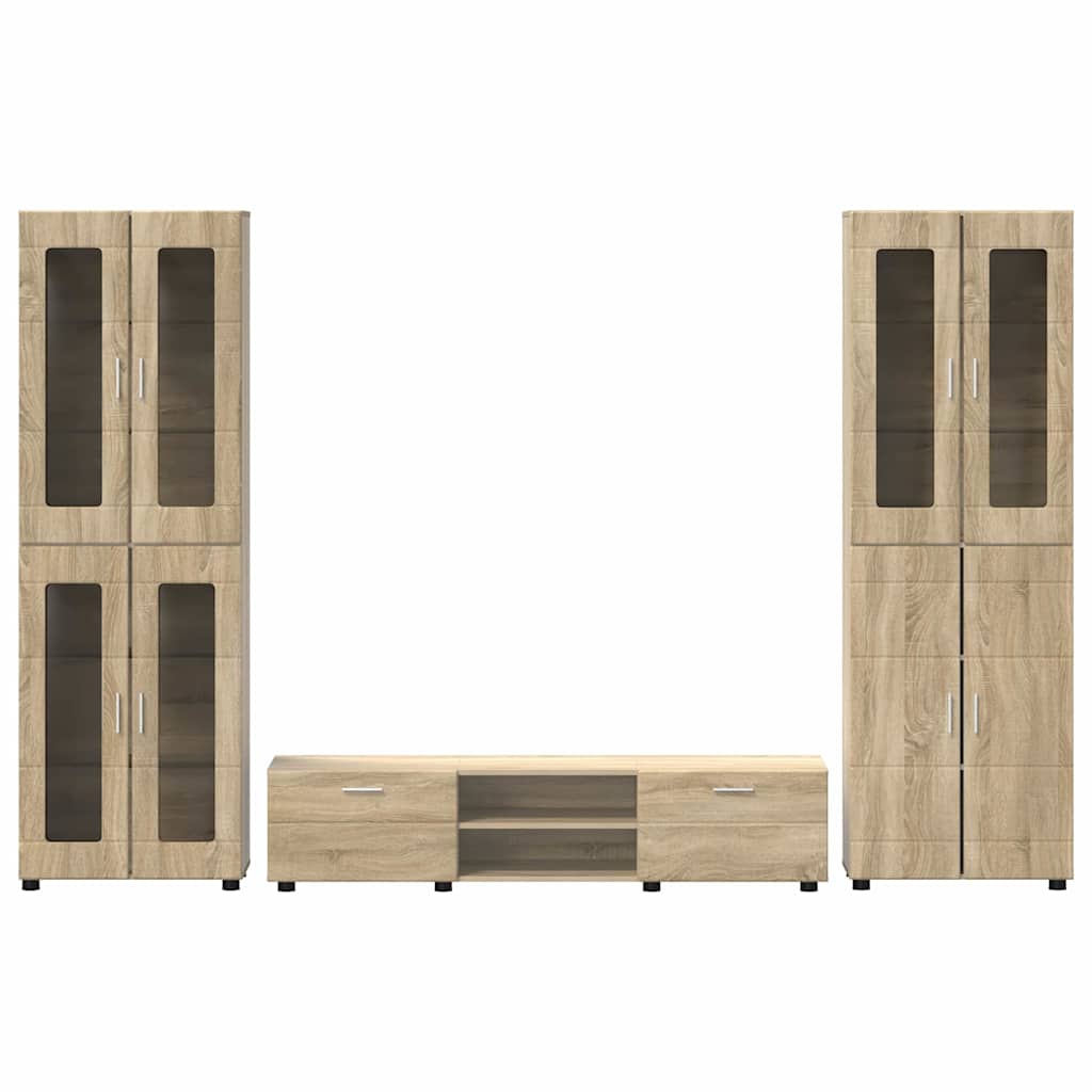 TV szekrény garnitúra fiókkal FLORIN 3 pcs Sonoma tölgy Faanyag