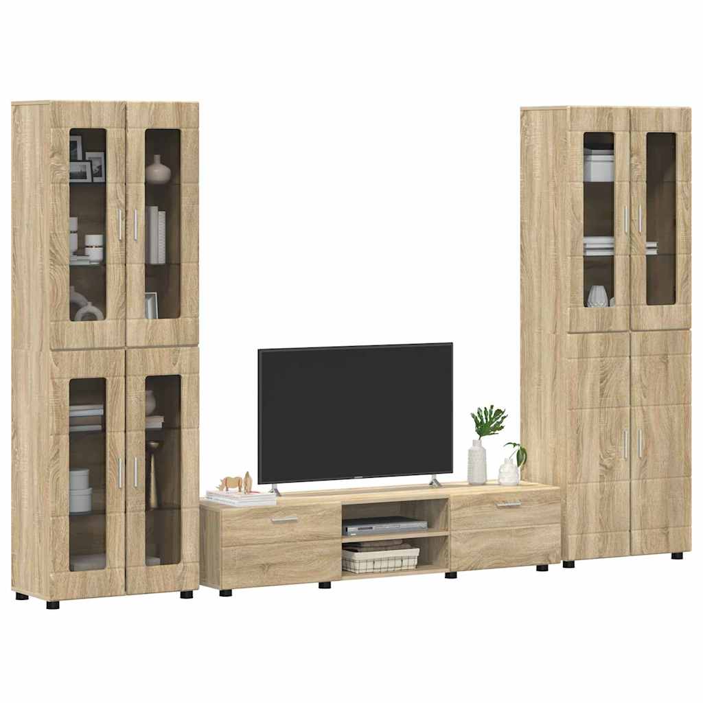 TV szekrény garnitúra fiókkal FLORIN 3 pcs Sonoma tölgy Faanyag