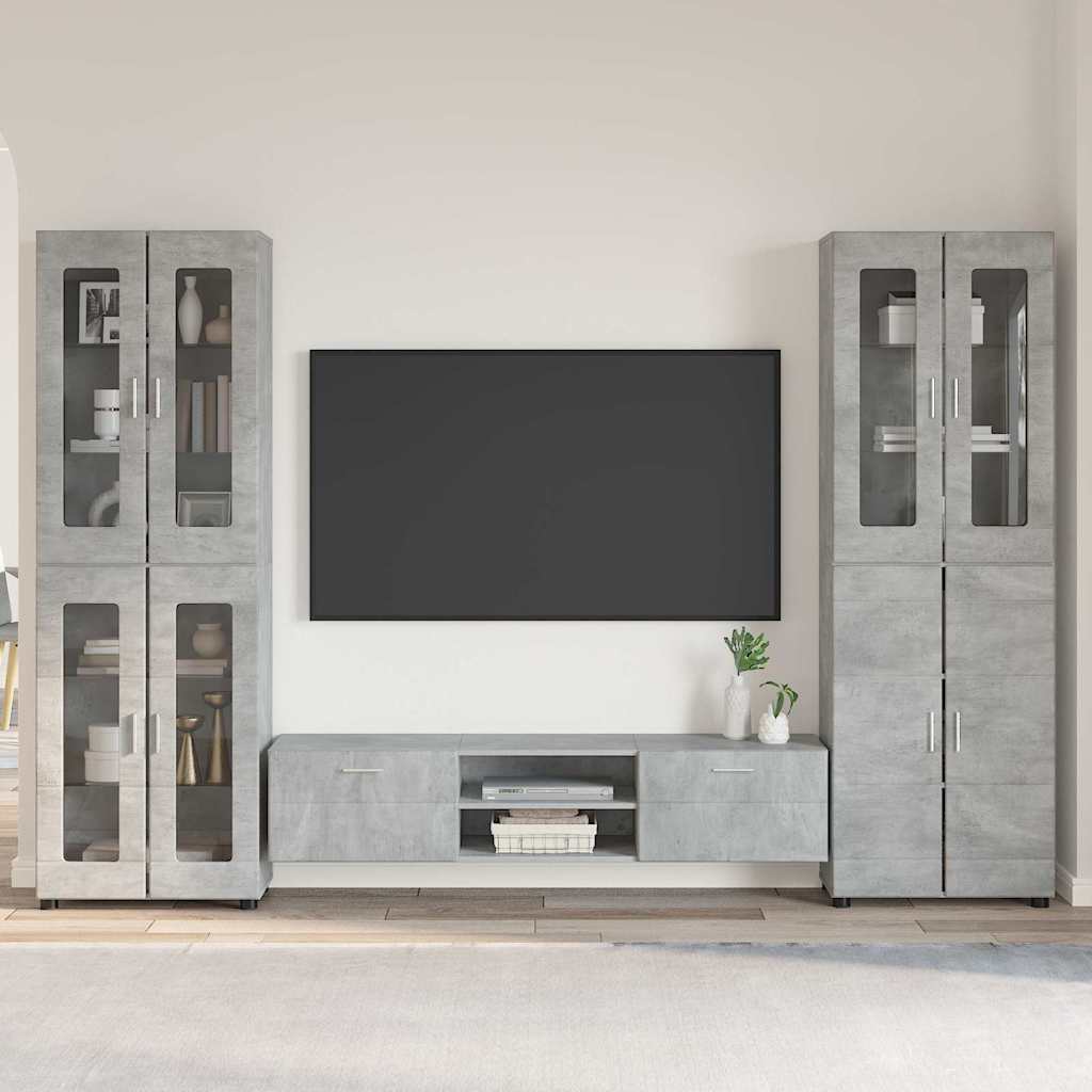 TV szekrény garnitúra fiókkal FLORIN 3 pcs Beton Szürke Faanyag