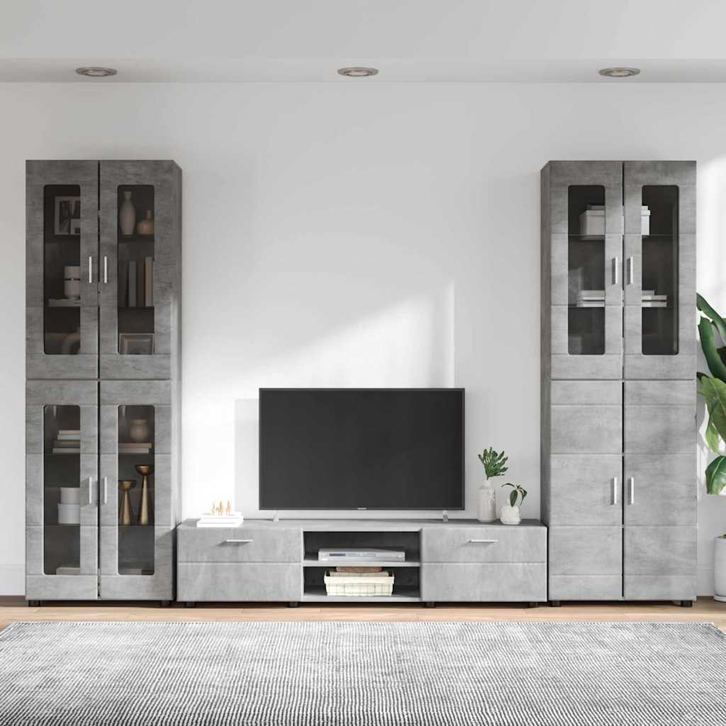TV szekrény garnitúra fiókkal FLORIN 3 pcs Beton Szürke Faanyag