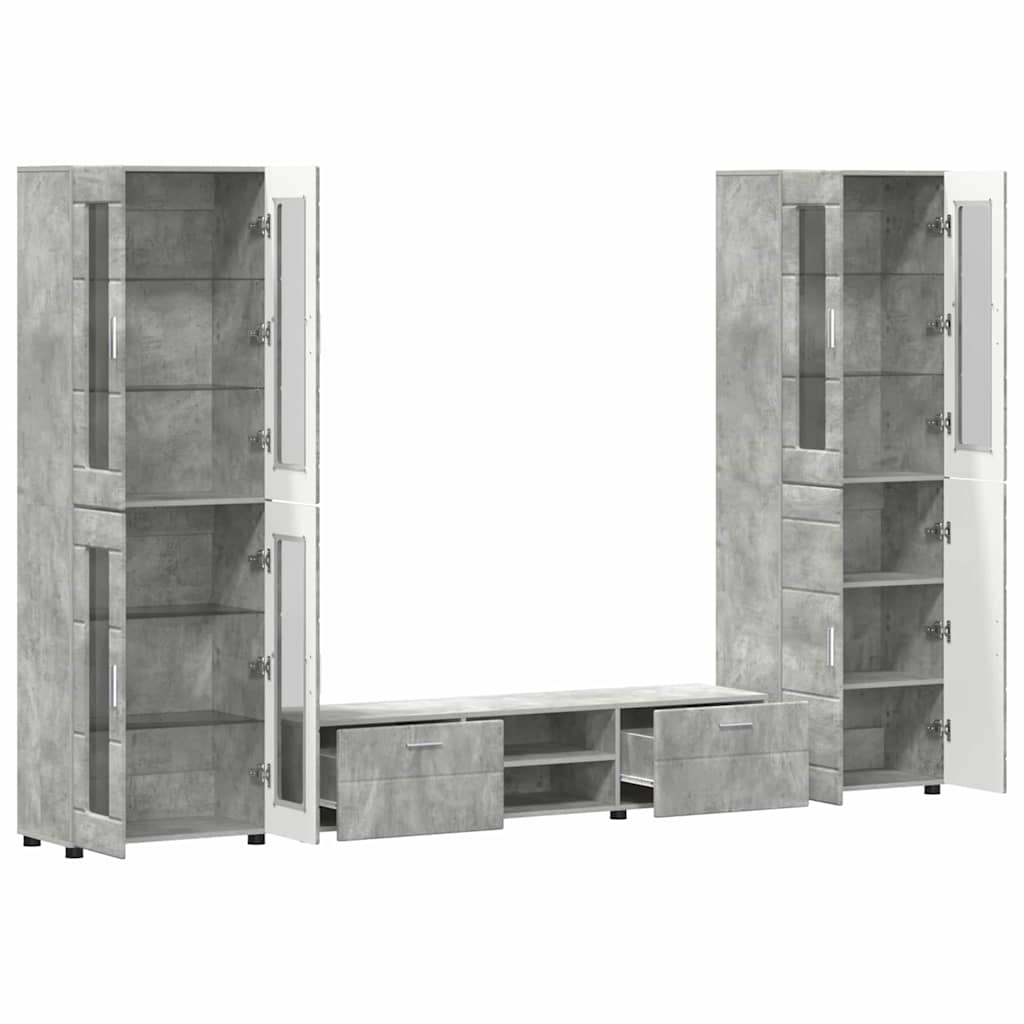 TV szekrény garnitúra fiókkal FLORIN 3 pcs Beton Szürke Faanyag