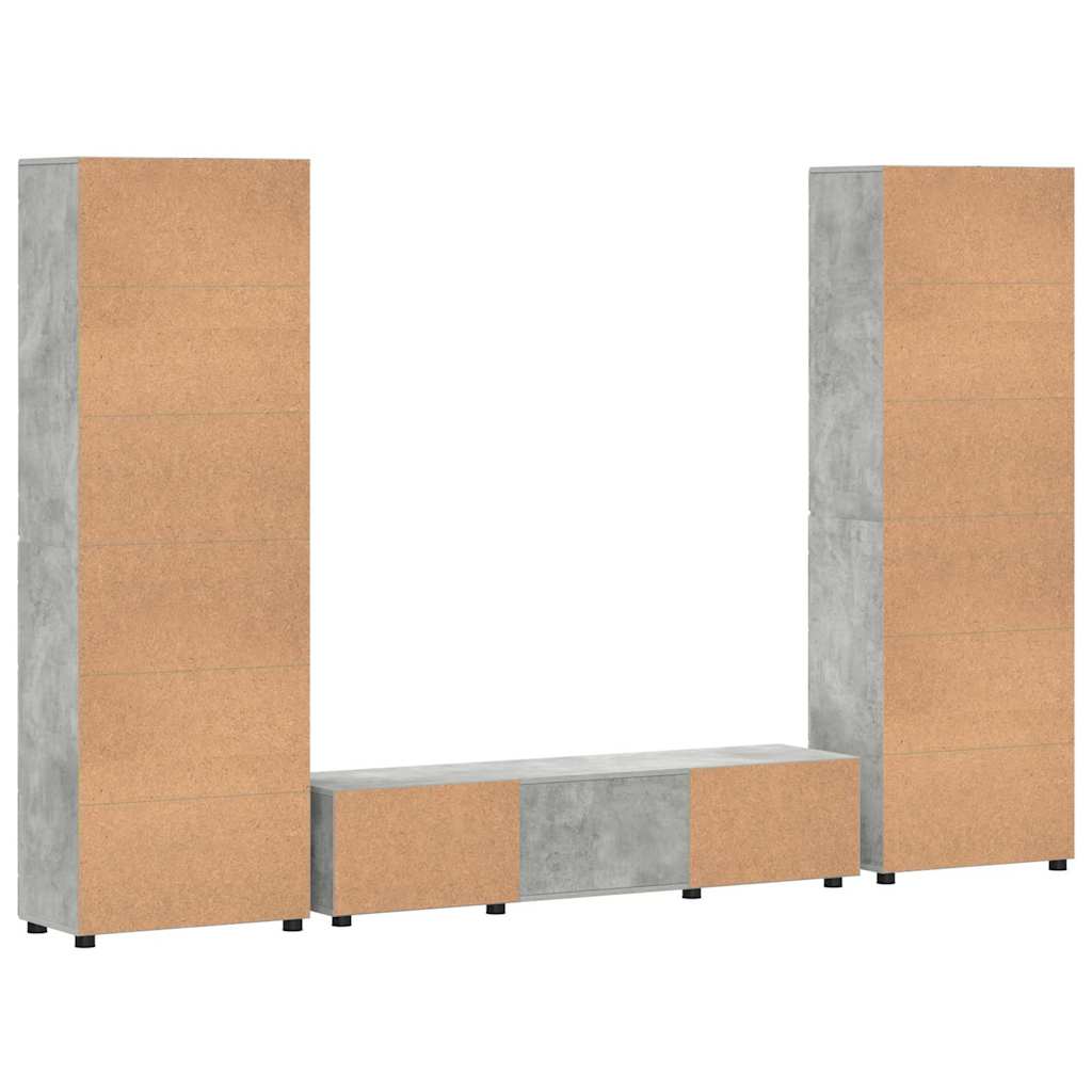 TV szekrény garnitúra fiókkal FLORIN 3 pcs Beton Szürke Faanyag