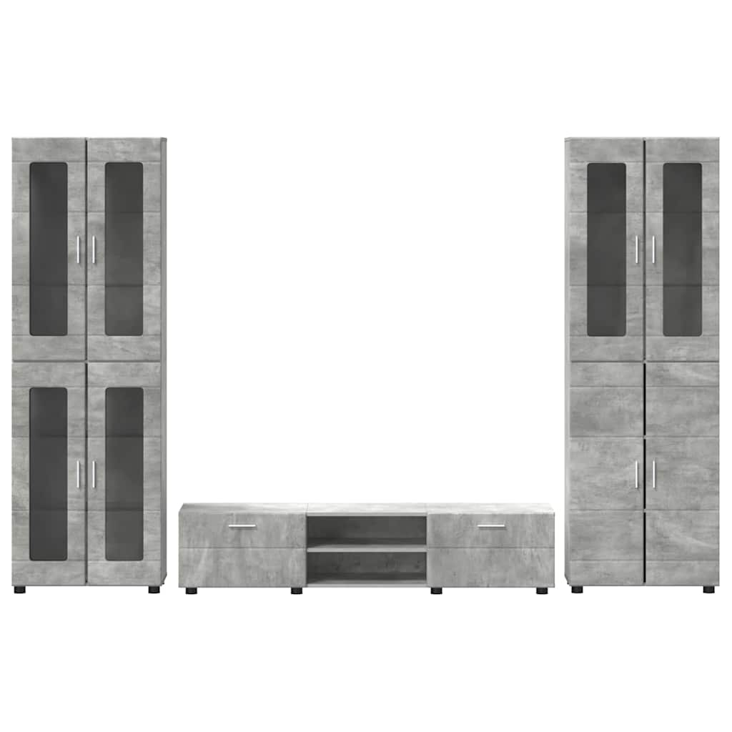 TV szekrény garnitúra fiókkal FLORIN 3 pcs Beton Szürke Faanyag