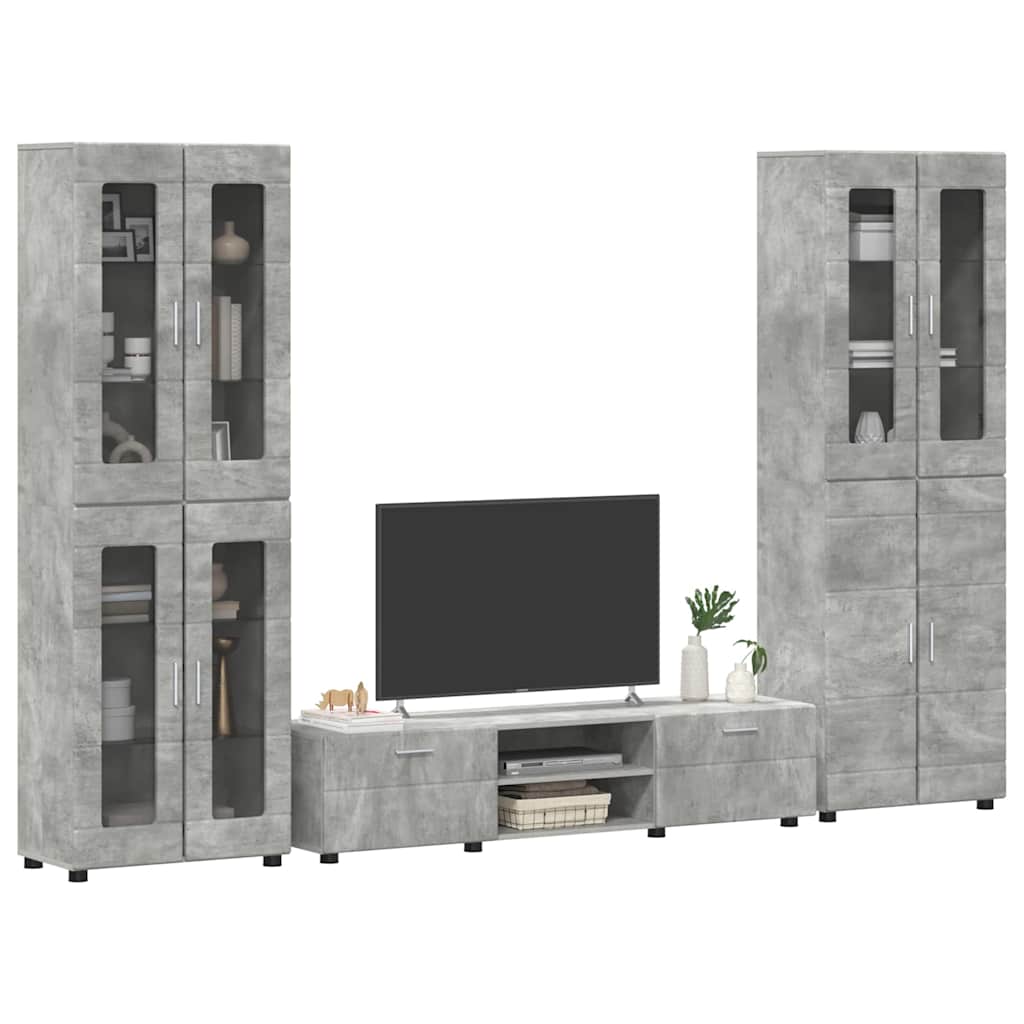 TV szekrény garnitúra fiókkal FLORIN 3 pcs Beton Szürke Faanyag