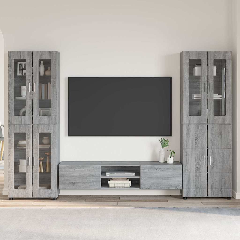 TV szekrény garnitúra FLORIN 3 pcs Szürke Sonoma Szerelt Fa