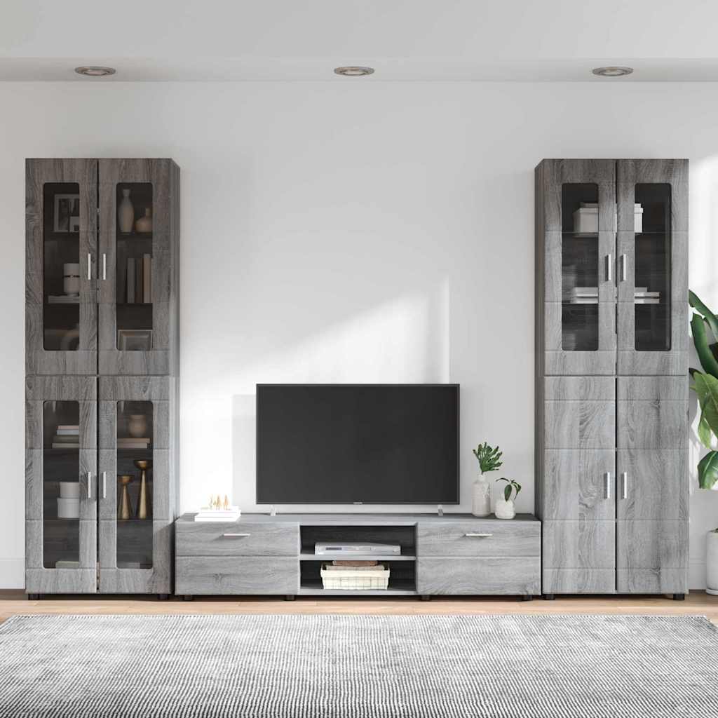 TV szekrény garnitúra FLORIN 3 pcs Szürke Sonoma Szerelt Fa