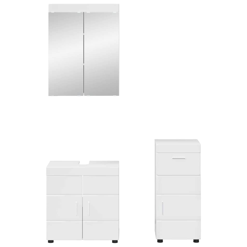 Fürdőszoba bútor szett TULUM 3 pcs Magas Fényű Fehér