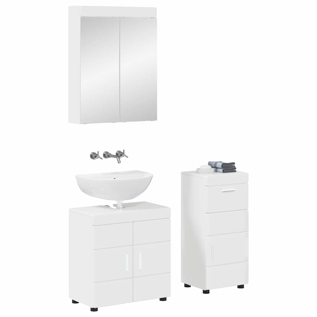 Fürdőszoba bútor szett TULUM 3 pcs Magas Fényű Fehér
