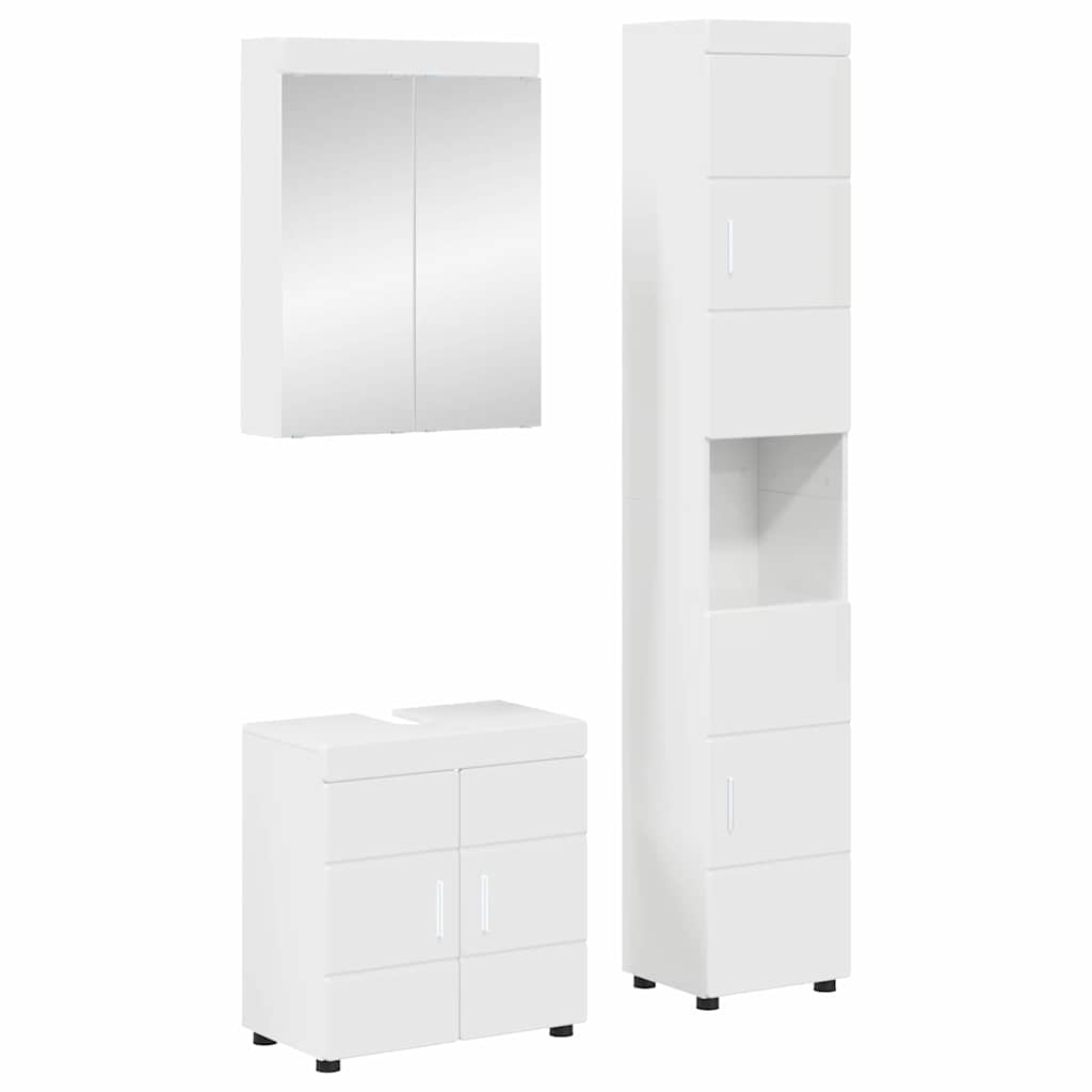 Fürdőszoba bútor szett TULUM 3 pcs Magas Fényű Fehér