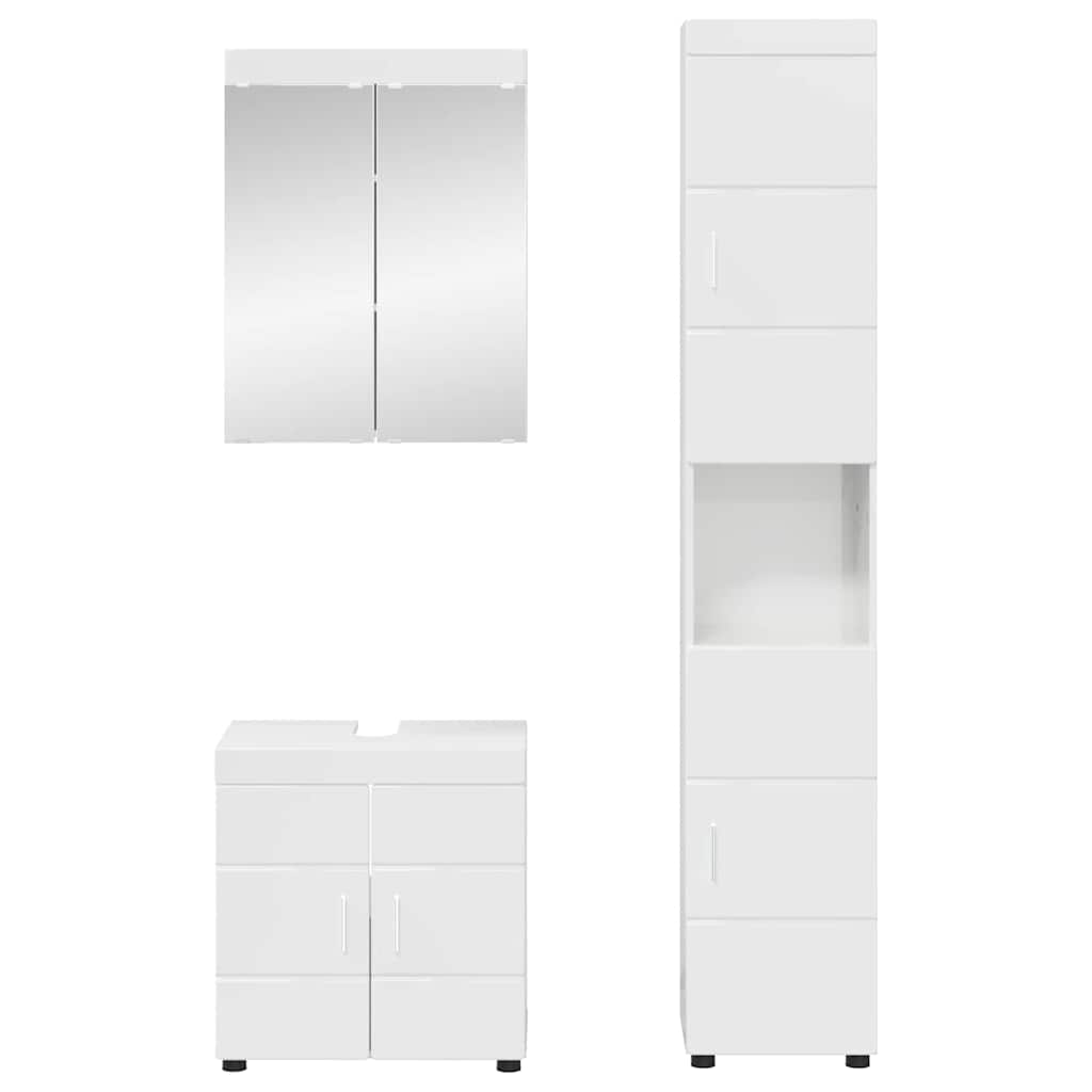 Fürdőszoba bútor szett TULUM 3 pcs Magas Fényű Fehér