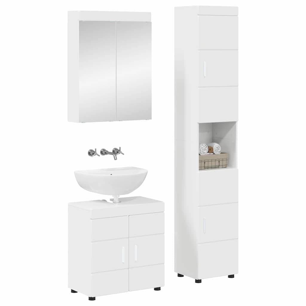 Fürdőszoba bútor szett TULUM 3 pcs Magas Fényű Fehér