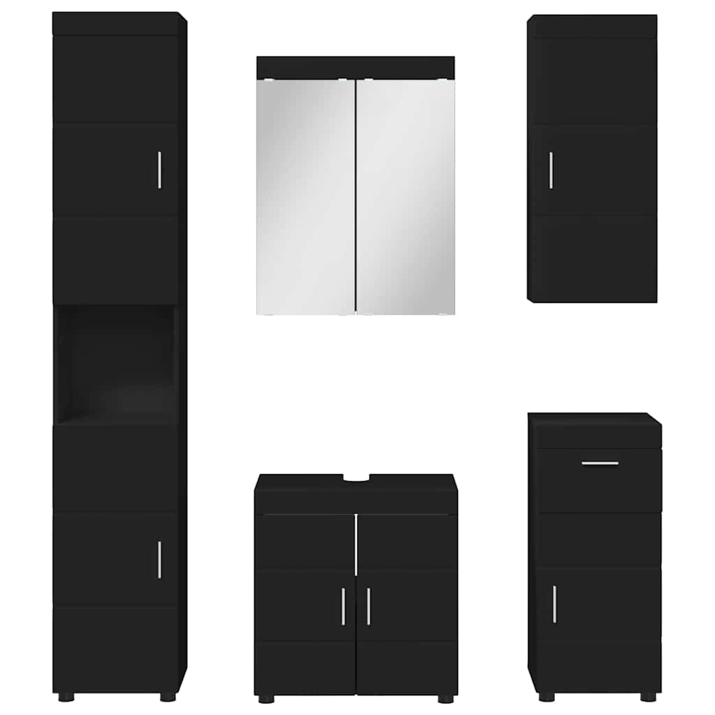 Fürdőszoba bútor szett TULUM 5 pcs Fekete 60 x 34 x 63 cm