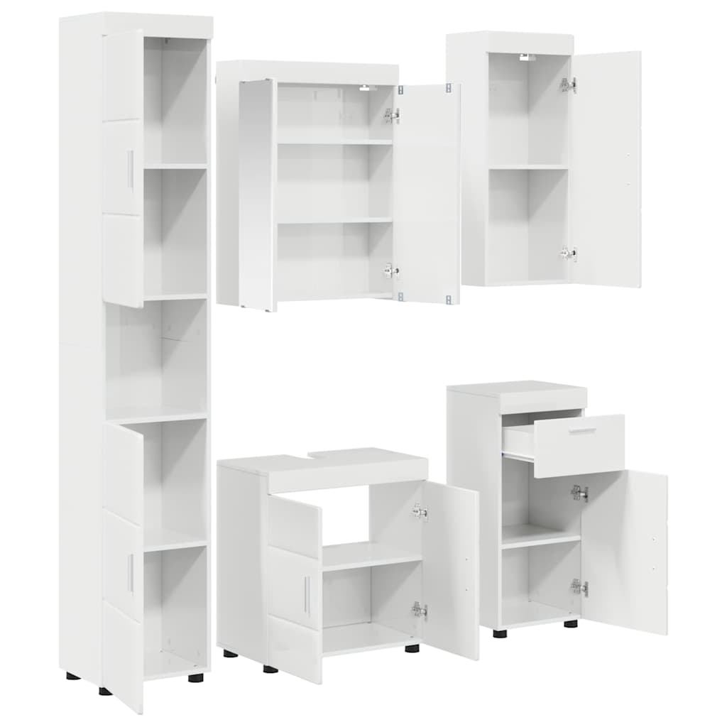 Fürdőszoba bútor szett TULUM 5 pcs Magas Fényű Fehér