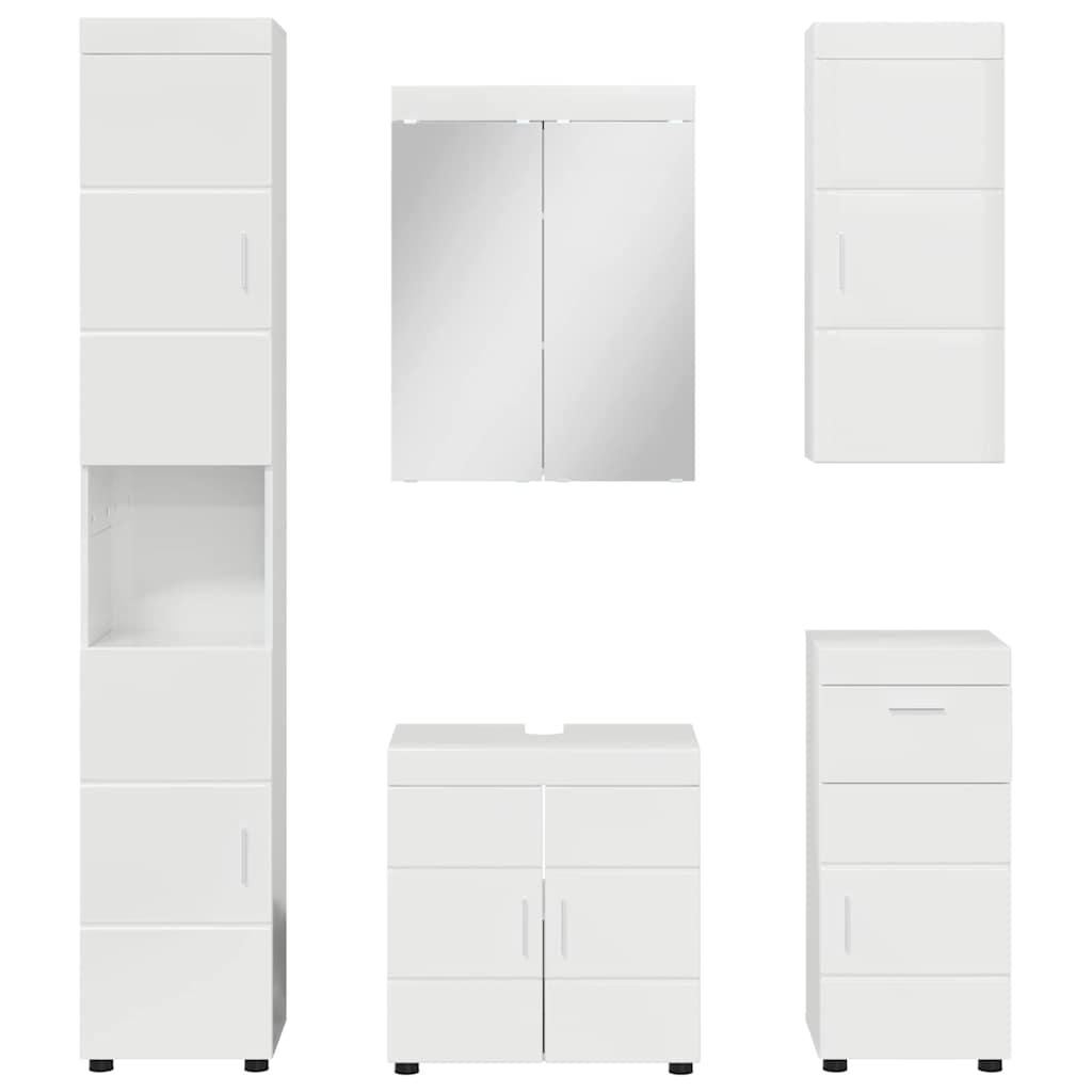 Fürdőszoba bútor szett TULUM 5 pcs Magas Fényű Fehér