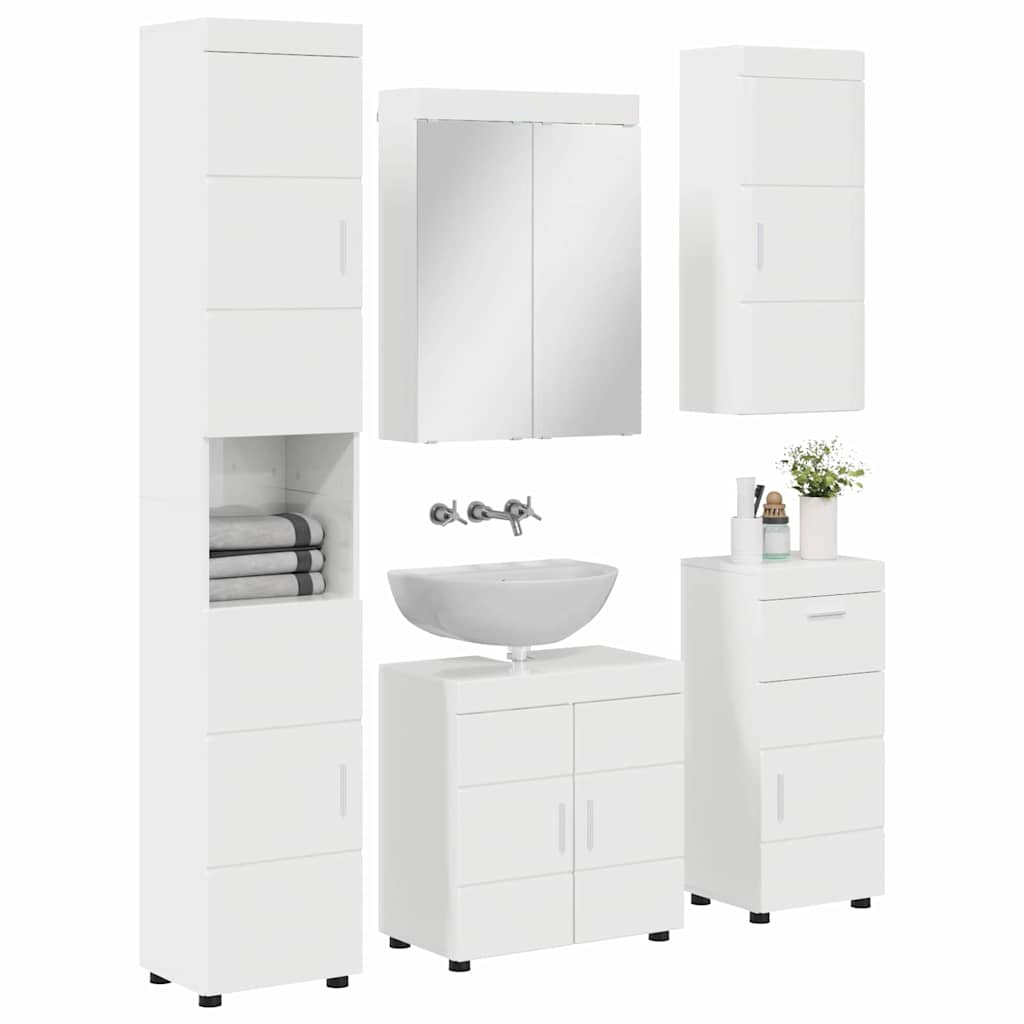 Fürdőszoba bútor szett TULUM 5 pcs Magas Fényű Fehér