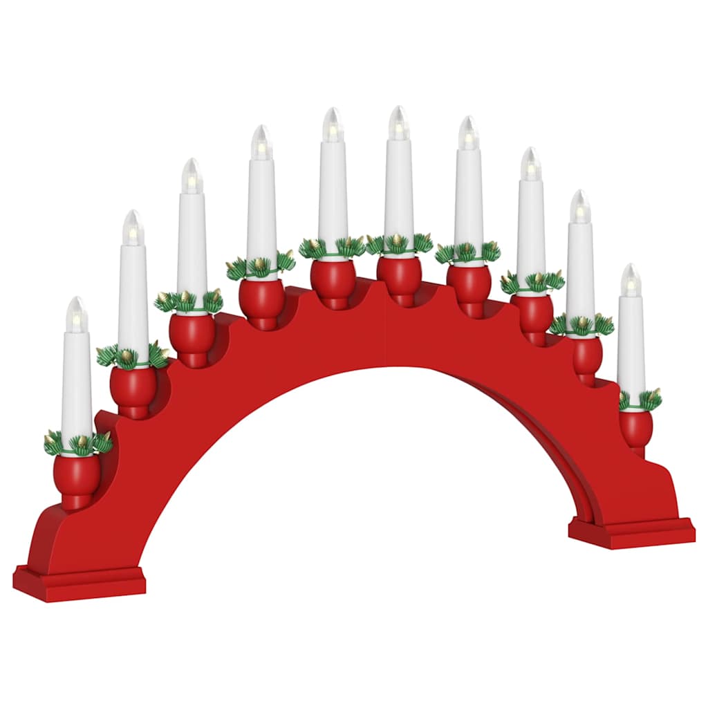 Karácsonyi gyertyatartó ív 10 LED gyertyával LED Meleg fehér