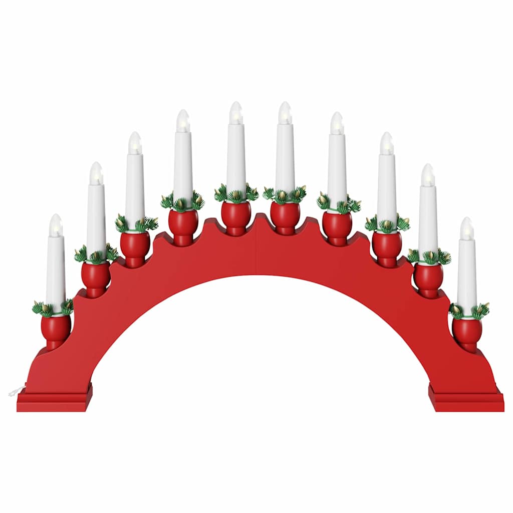 Karácsonyi gyertyatartó ív 10 LED gyertyával LED Meleg fehér