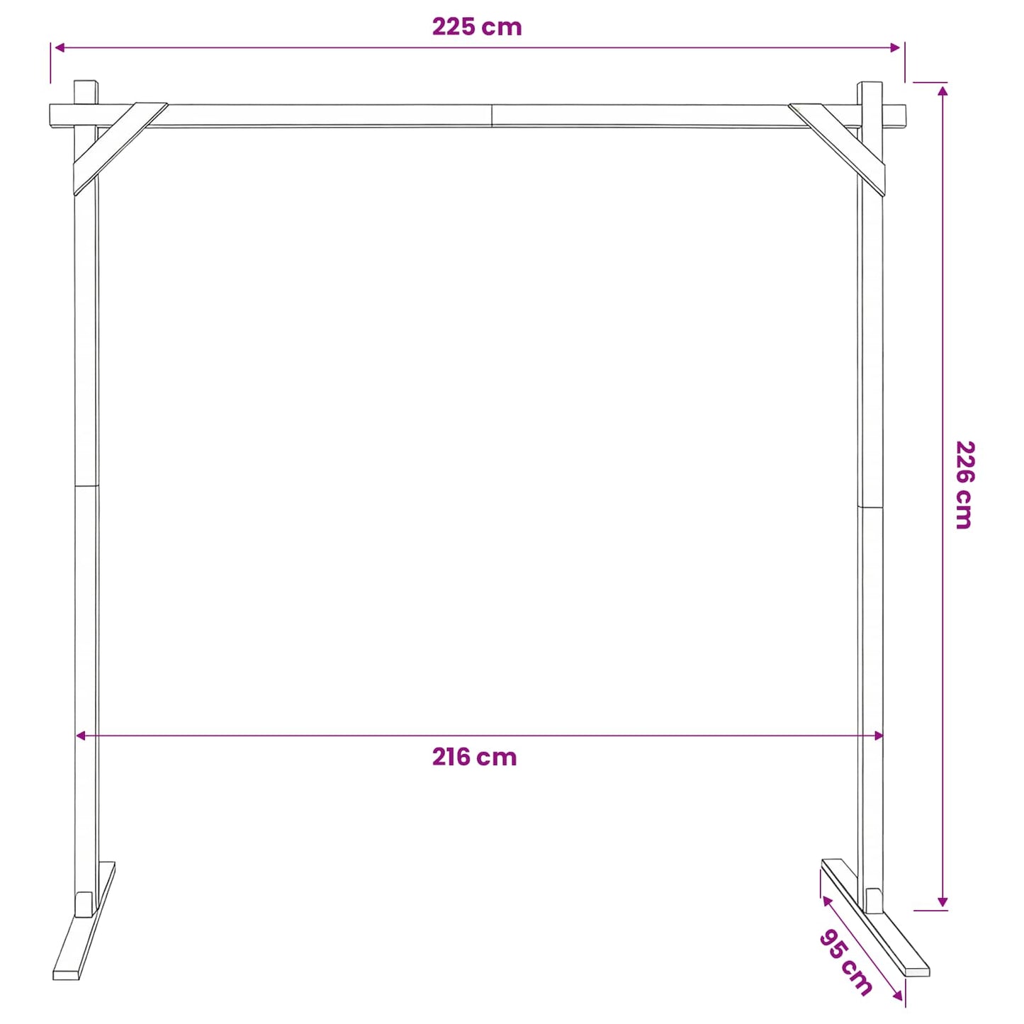 Esküvői Ív Világos Barna 225 x 95 x 226 cm Tömör fenyőfa