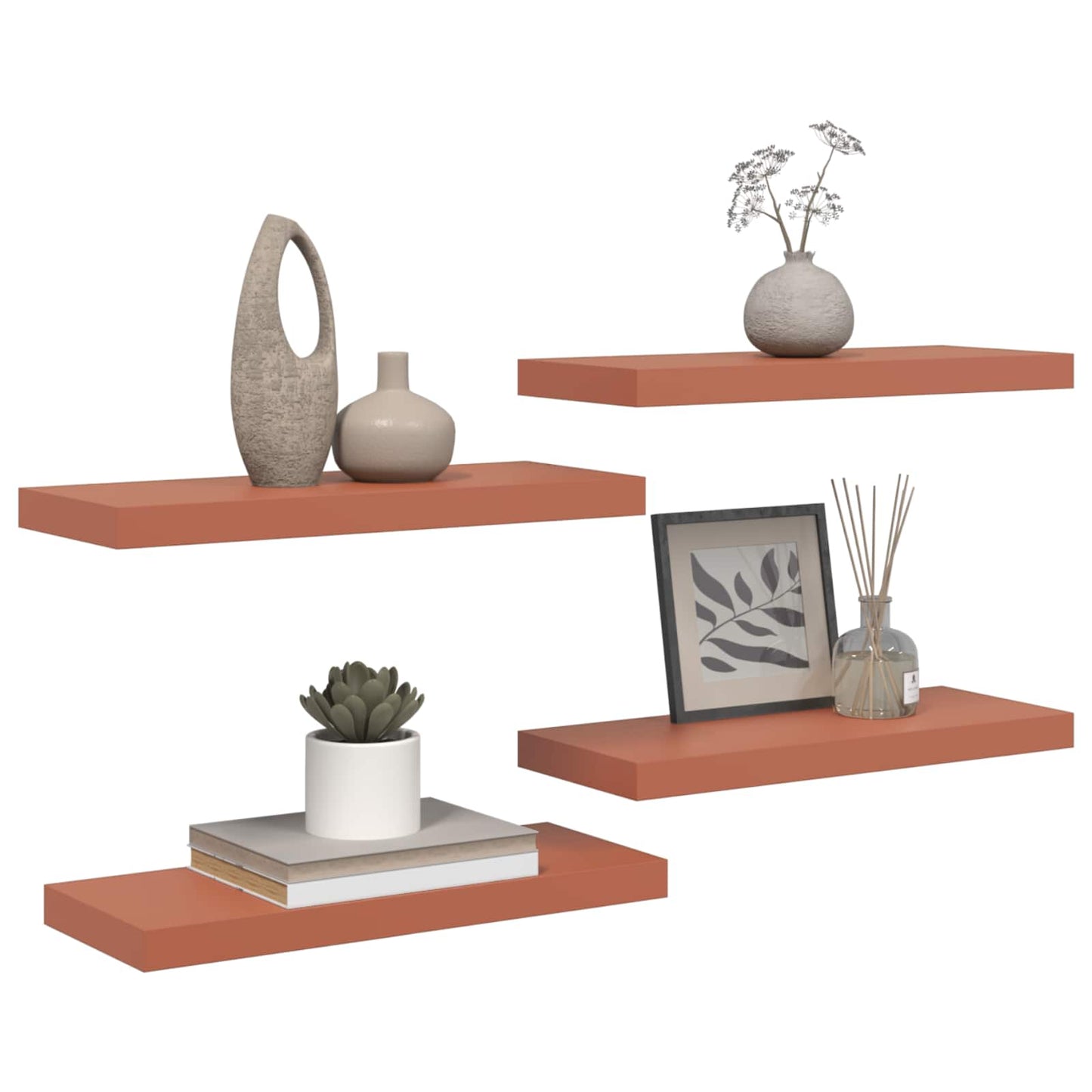 Falpolc Falra szerelhető 4 pcs Piros 60 x 23,5 x 3,8 cm