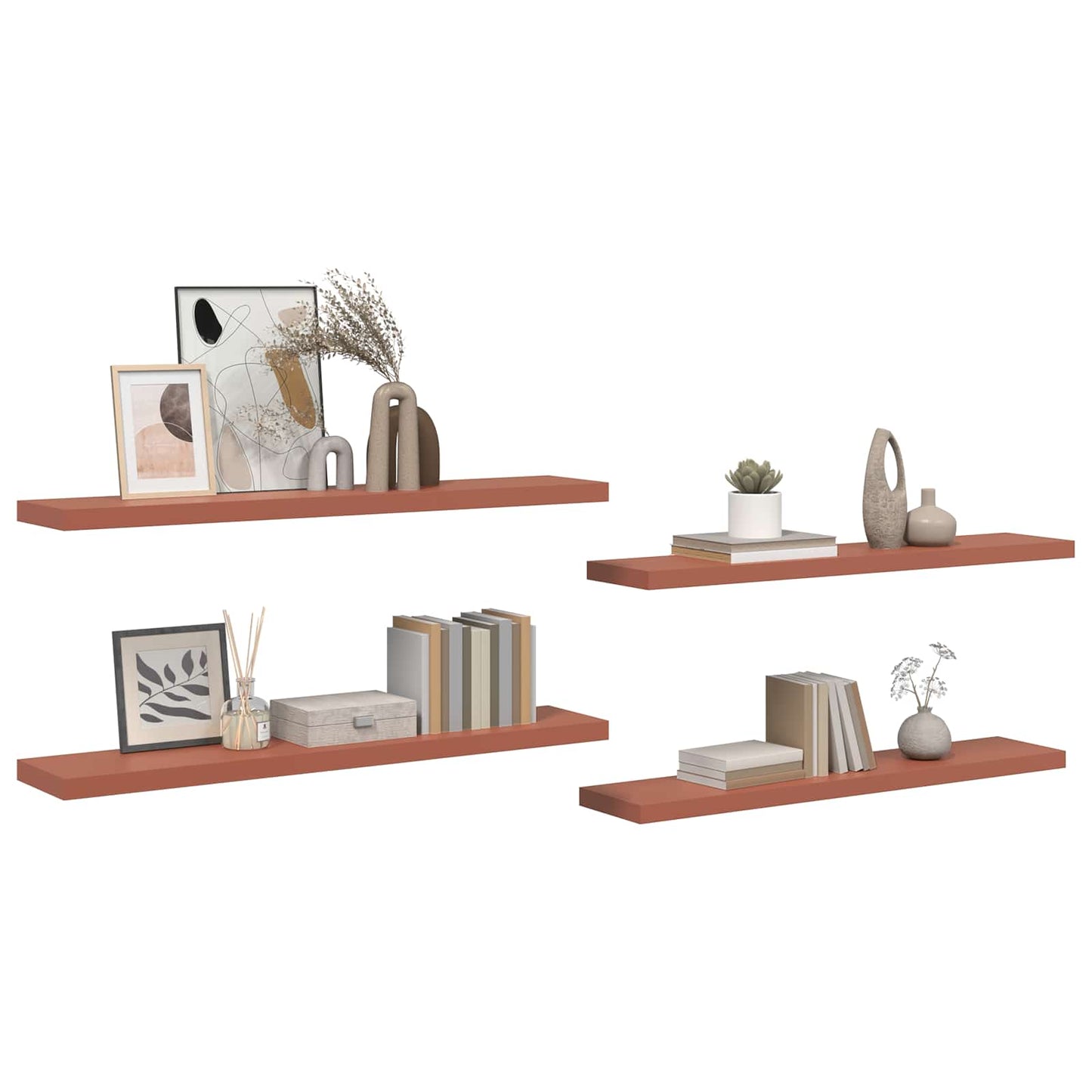 Falpolc Falra szerelhető 4 pcs Piros 120 x 23,5 x 3,8 cm