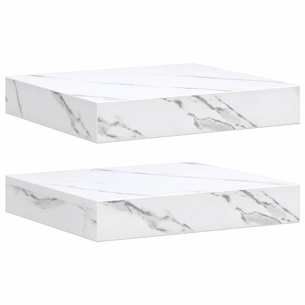 Falpolc Falra szerelhető 2 pcs Fehér márvány 23 x 23,5 x 3,8 cm