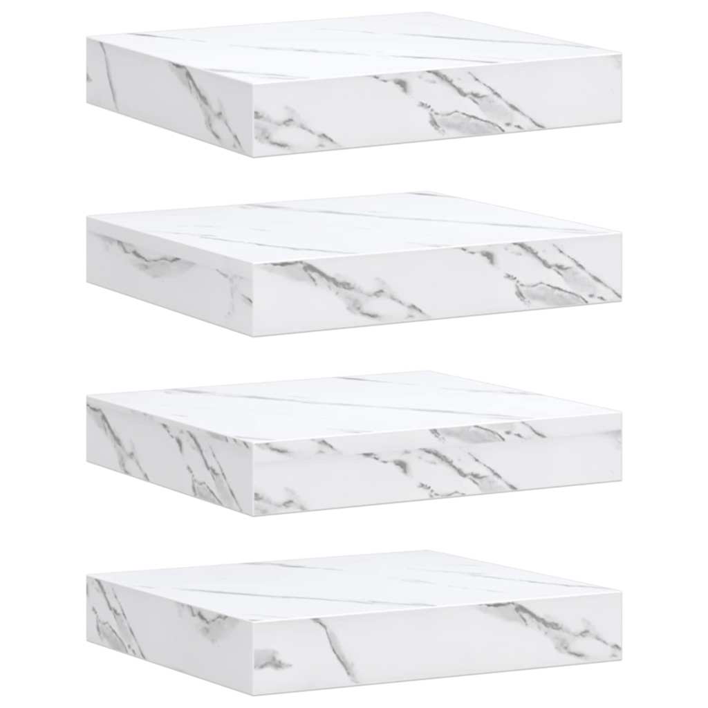 Falpolc Falra szerelhető 4 pcs Fehér márvány 23 x 23,5 x 3,8 cm