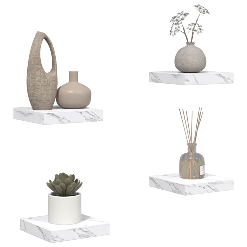 Falpolc Falra szerelhető 4 pcs Fehér márvány 23 x 23,5 x 3,8 cm