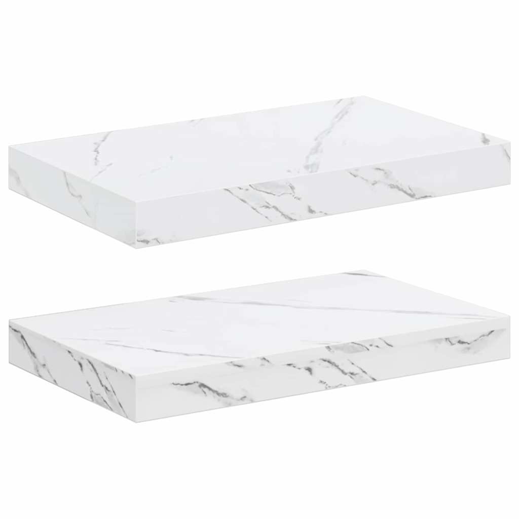 Falpolc Falra szerelhető 2 pcs Fehér márvány 40 x 23,5 x 3,8 cm