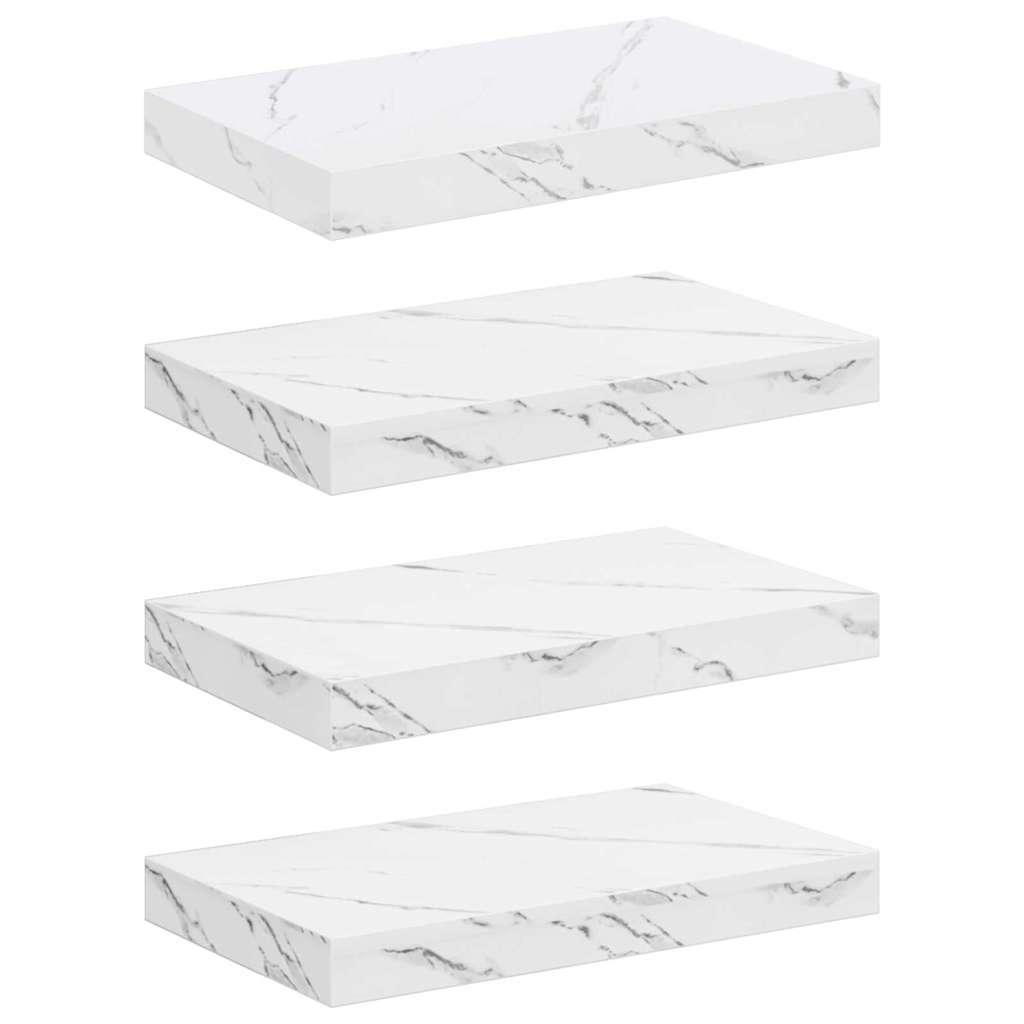 Falpolc Falra szerelhető 4 pcs Fehér márvány 40 x 23,5 x 3,8 cm