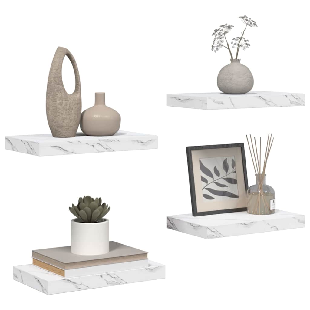 Falpolc Falra szerelhető 4 pcs Fehér márvány 40 x 23,5 x 3,8 cm