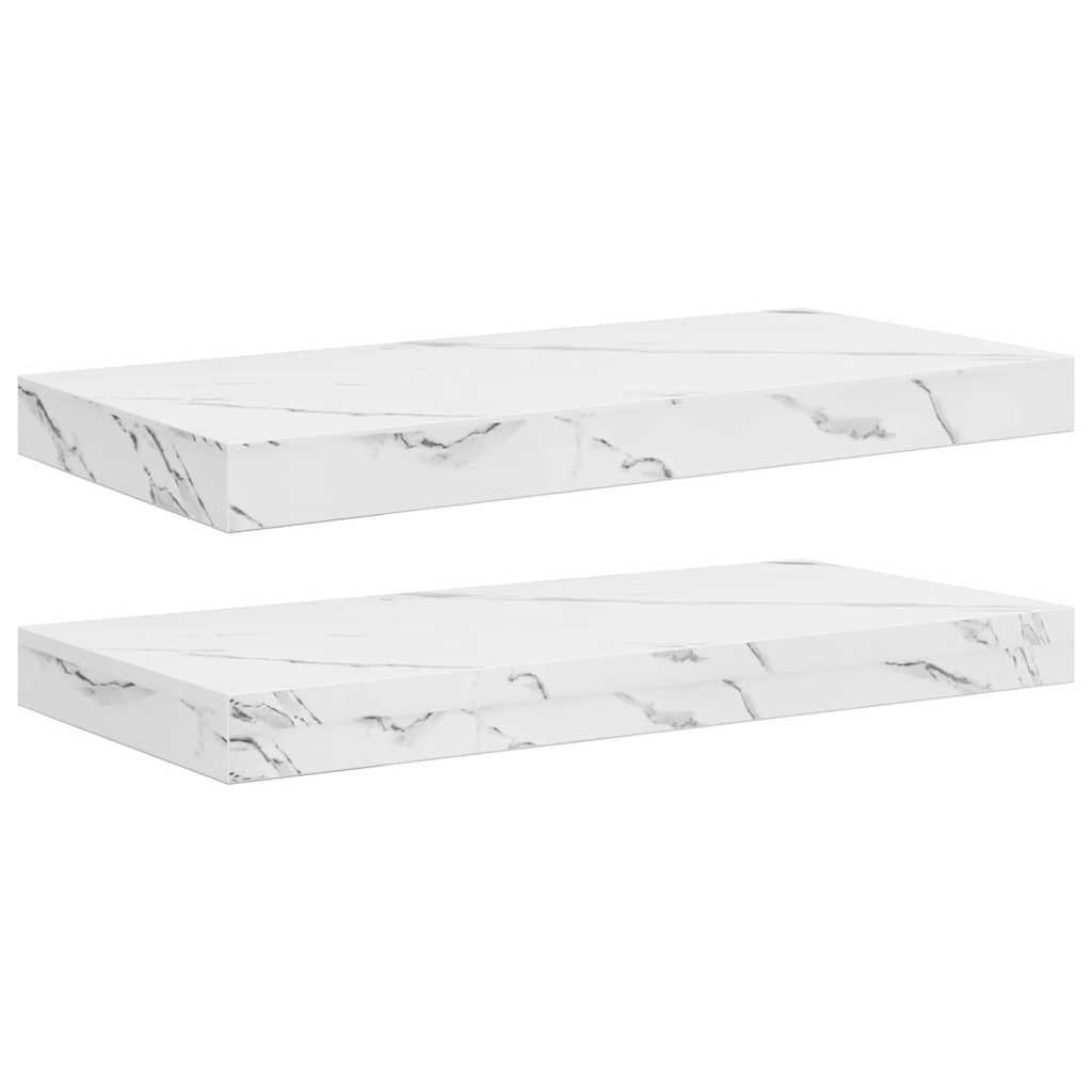 Falpolc Falra szerelhető 2 pcs Fehér márvány 50 x 23,5 x 3,8 cm