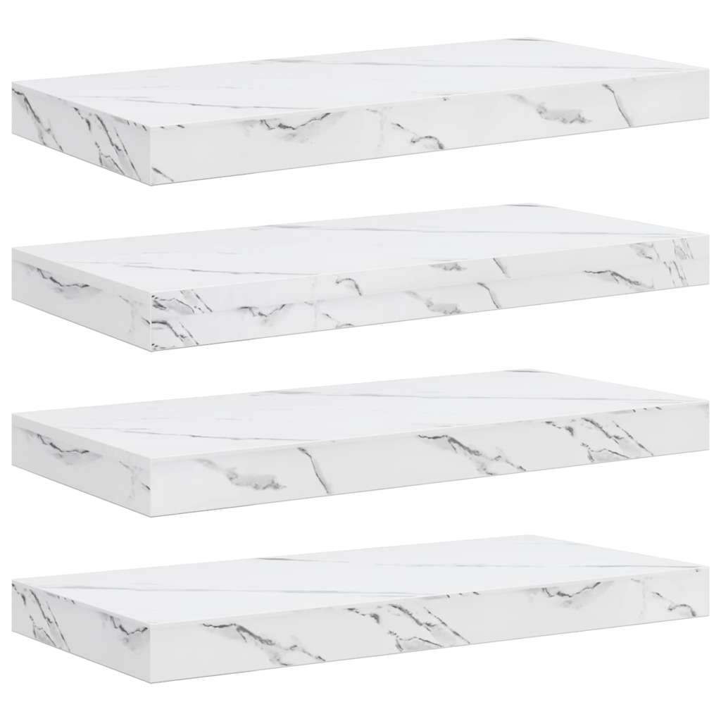 Falpolc Falra szerelhető 4 pcs Fehér márvány 50 x 23,5 x 3,8 cm