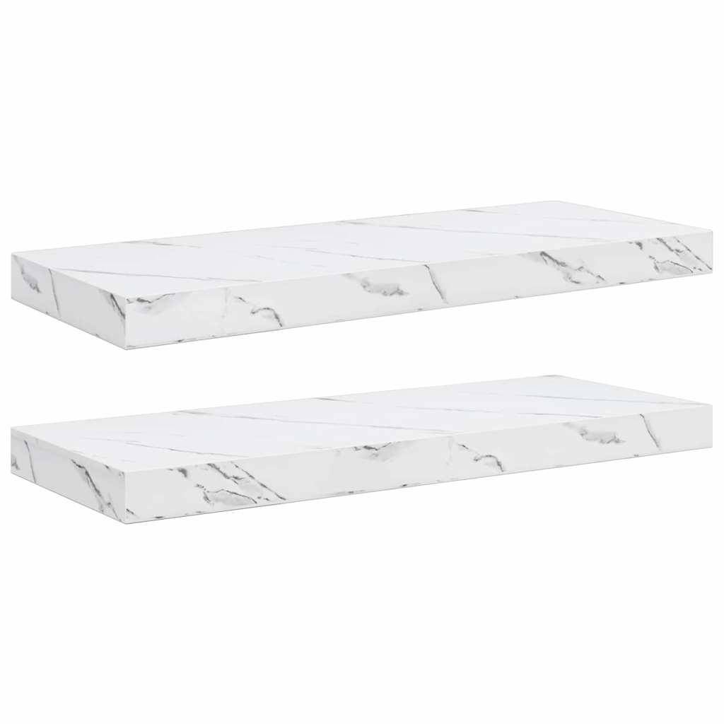Falpolc Falra szerelhető 2 pcs Fehér márvány 60 x 23,5 x 3,8 cm