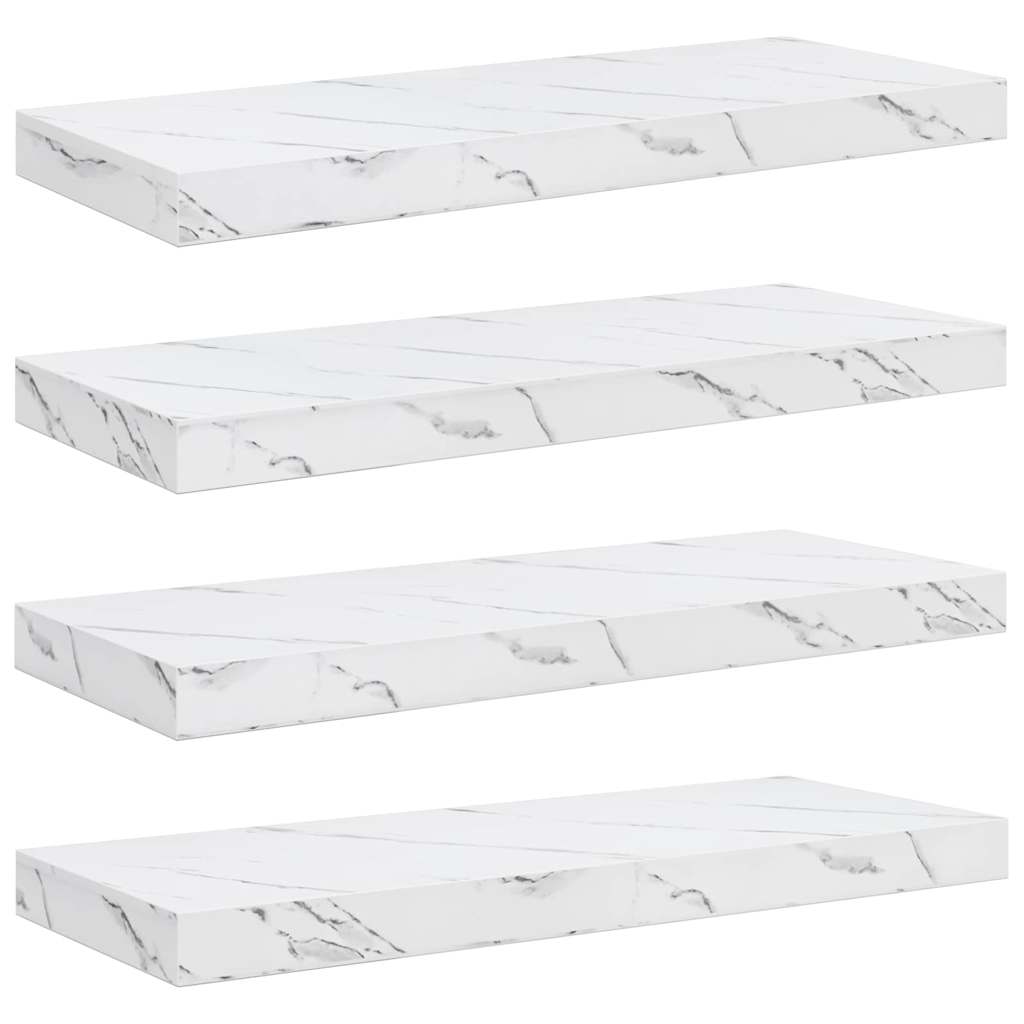 Falpolc Falra szerelhető 4 pcs Fehér márvány 60 x 23,5 x 3,8 cm