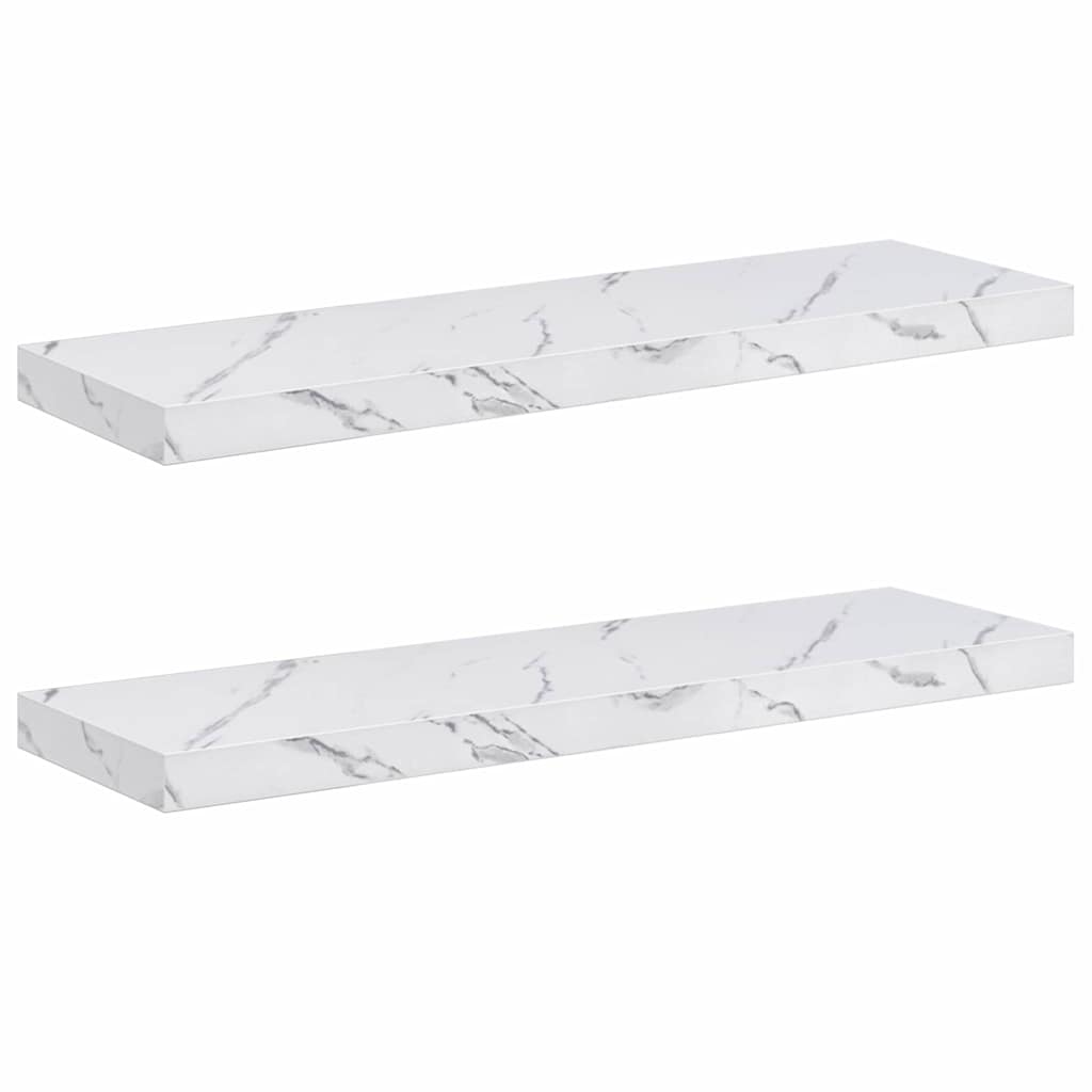 Falpolc Falra szerelhető 2 pcs Fehér márvány 80 x 23,5 x 3,8 cm