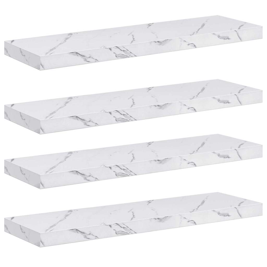 Falpolc Falra szerelhető 4 pcs Fehér márvány 90 x 23,5 x 3,8 cm