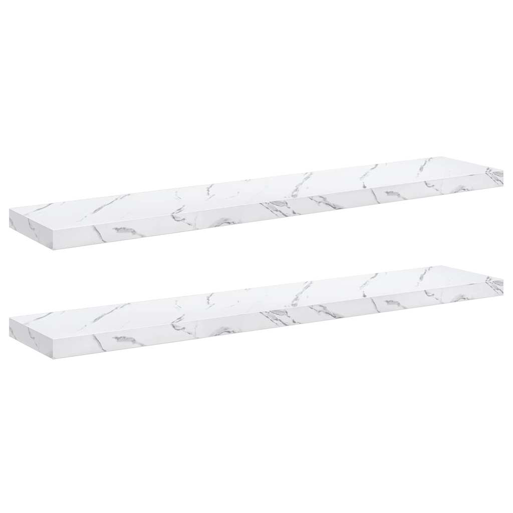Falpolc Falra szerelhető 2 pcs Fehér márvány Szerelt Fa