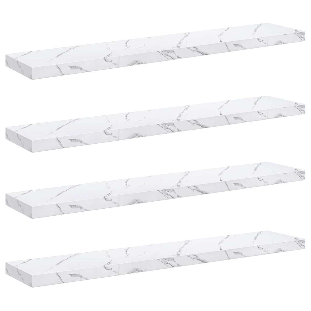 Falpolc Falra szerelhető 4 pcs Fehér márvány Szerelt Fa