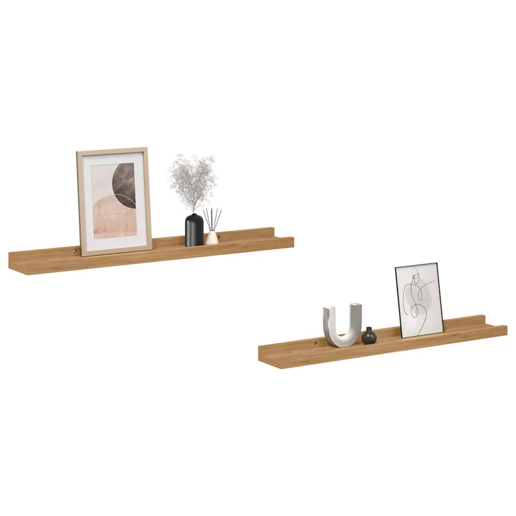 Falpolc Falra szerelhető 2 db Barna 60 x 9 x 3 cm Szerelt Fa