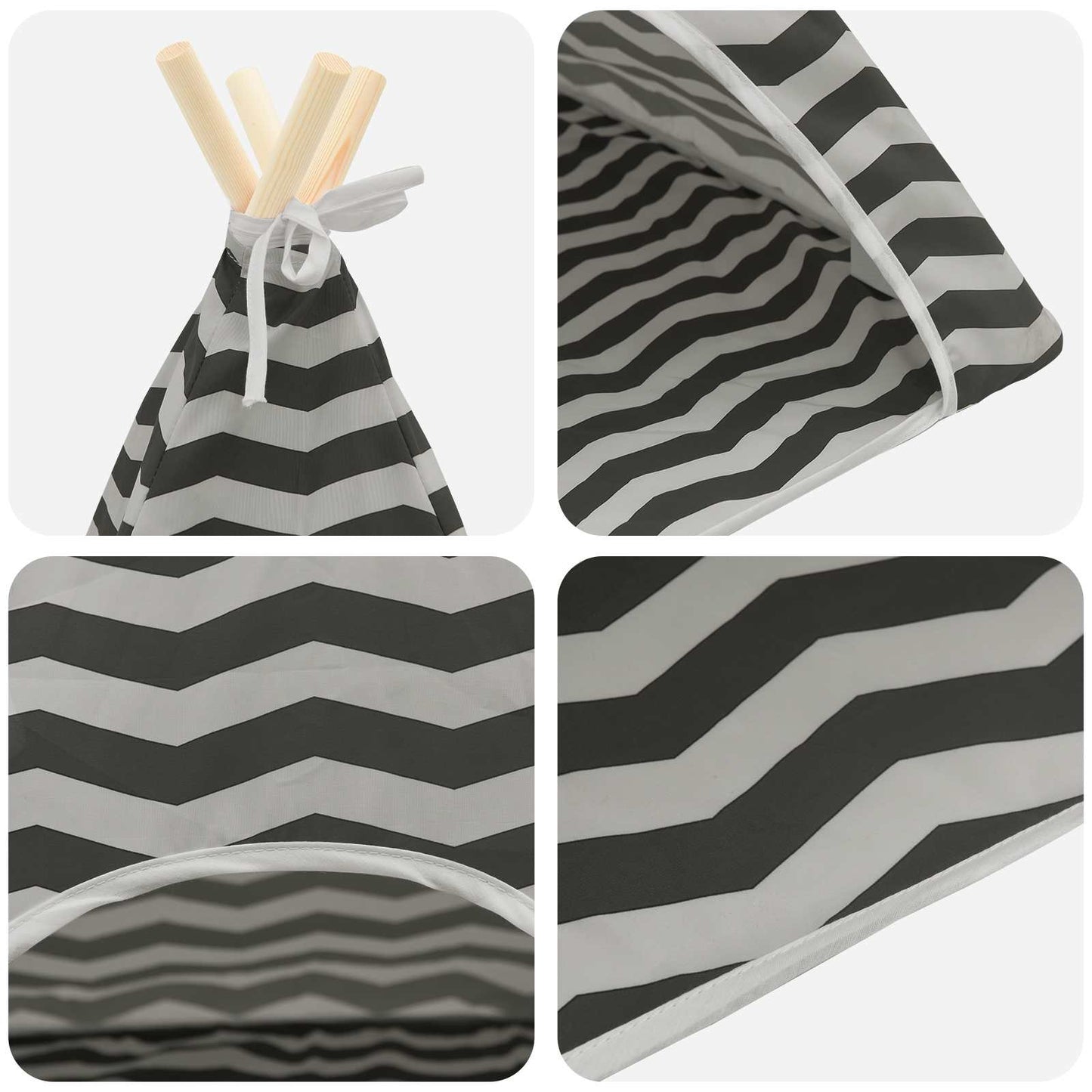 Kiskedvenc teepee párnával Fehér és Szürke 50 x 50 x 60 cm