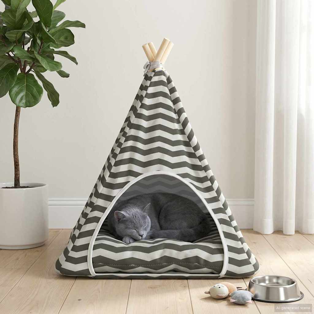 Kiskedvenc teepee párnával Fehér és Szürke 60 x 60 x 70 cm