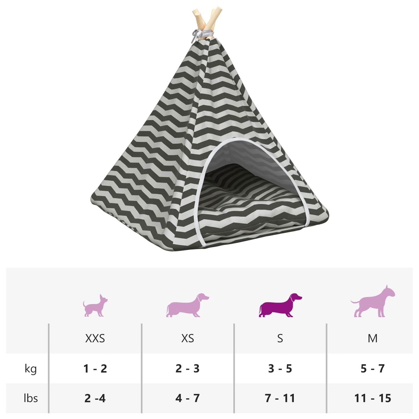 Kiskedvenc teepee párnával Fehér és Szürke 60 x 60 x 70 cm